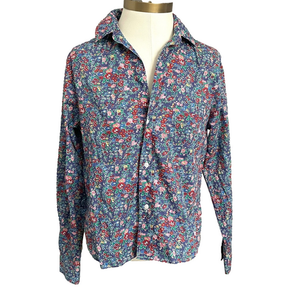 Frank & Eileen Blue Floral Silvio Untuckable Button Shirt - XS/S, relaxed fit! - Picture 3 of 11